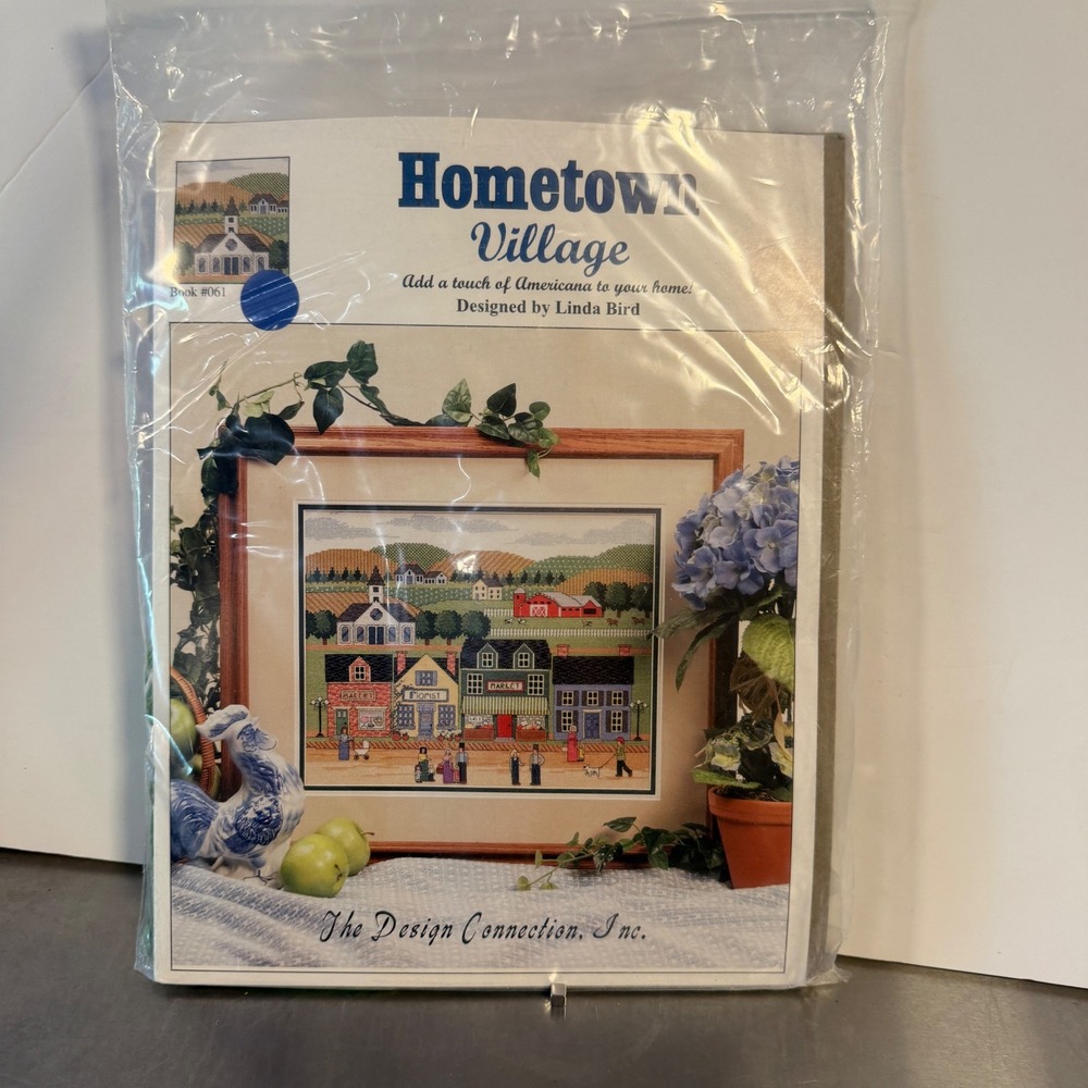 The Design Connection Hometown Village Cross Stitch Kit Linda Bird Americana New